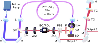 Experimental setup of the fiber laser. Click for larger image.