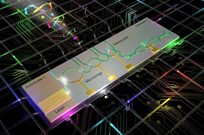 Artistic illustration of the chip-integrated quantum source.