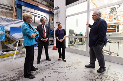 Jennifer Granholm (L), Secretary of the DoE, visits LSST Camera, in October.