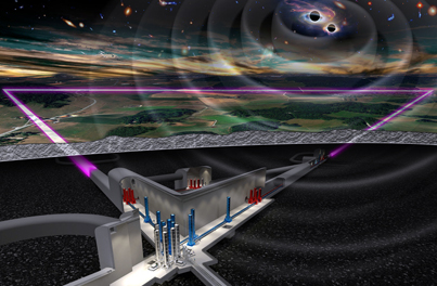 Artist's impression of the underground Einstein Telescope. Click for info.