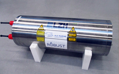 Finished LIBS system in pressure housing for use at depth of 6000m (600 bar).