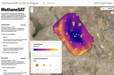 Prototype sample of MethaneSAT data gathered in 2021.