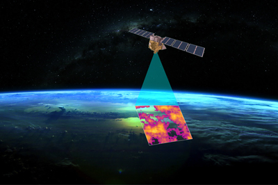 MethaneSAT gathering data (rendering).