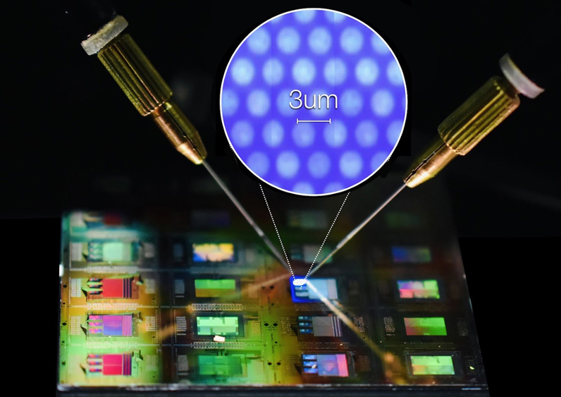 MicroLED arrays for AR built on a 300mm CMOS manufacturing platform.