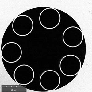 SEM photo of cross-section of hollow-core fiber.