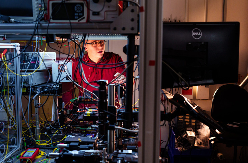 Sandia National Laboratories physicist Nils Otterstrom in action.