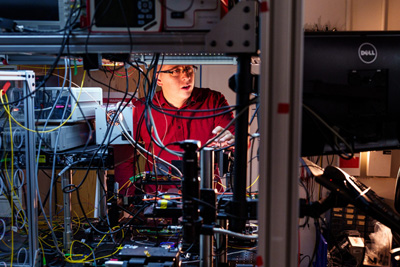 Sandia National Laboratories physicist Nils Otterstrom in action.