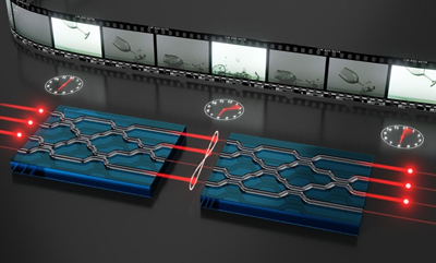 Optical chip with channels through which the photons could pass.